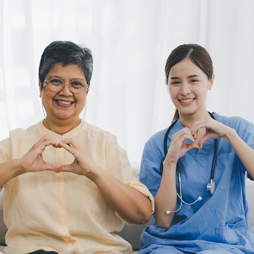 senior receiving home care for heart disease management at home