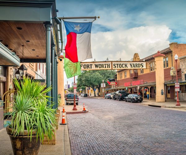 Stockyards Historic District in Fort Worth, Texas, USA.